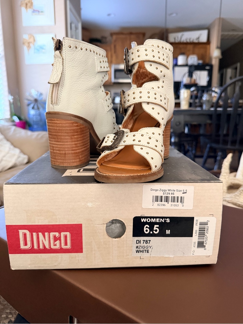 dingo White Studded Cutout Heeled Boots